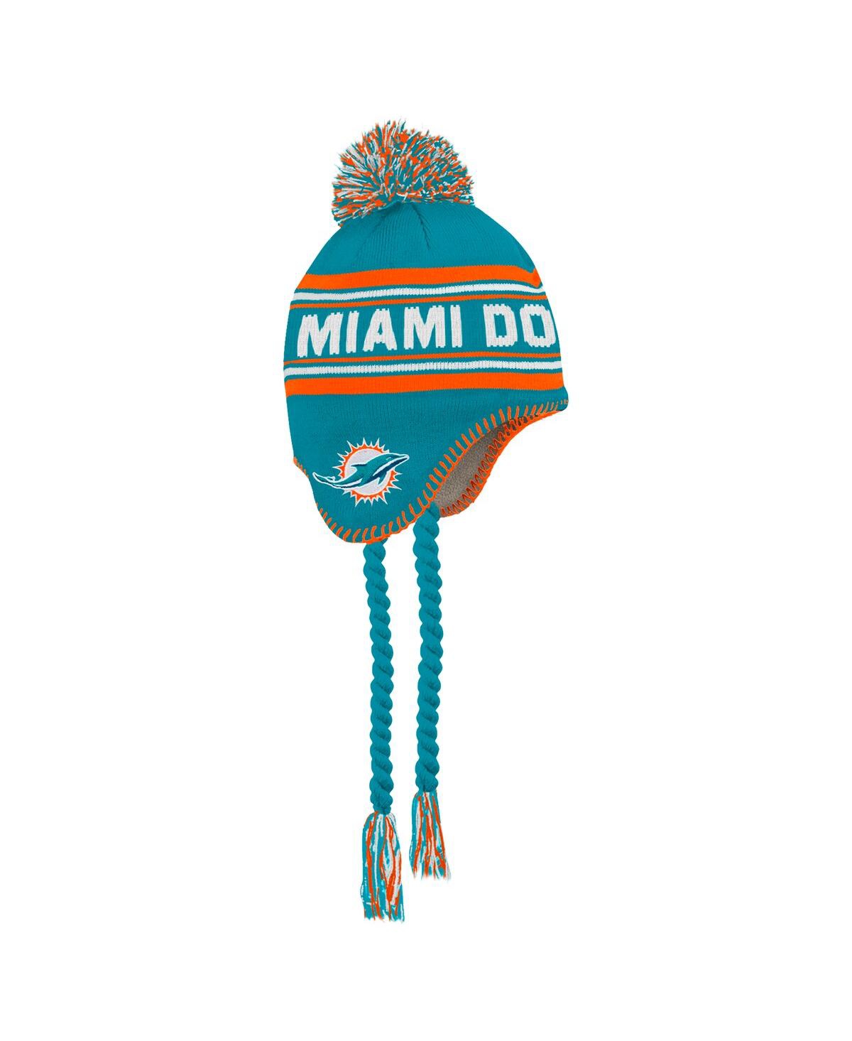 Outerstuff Preschool Aqua Miami Dolphins Jacquard Tassel With Pom Knit Hat In Aqua