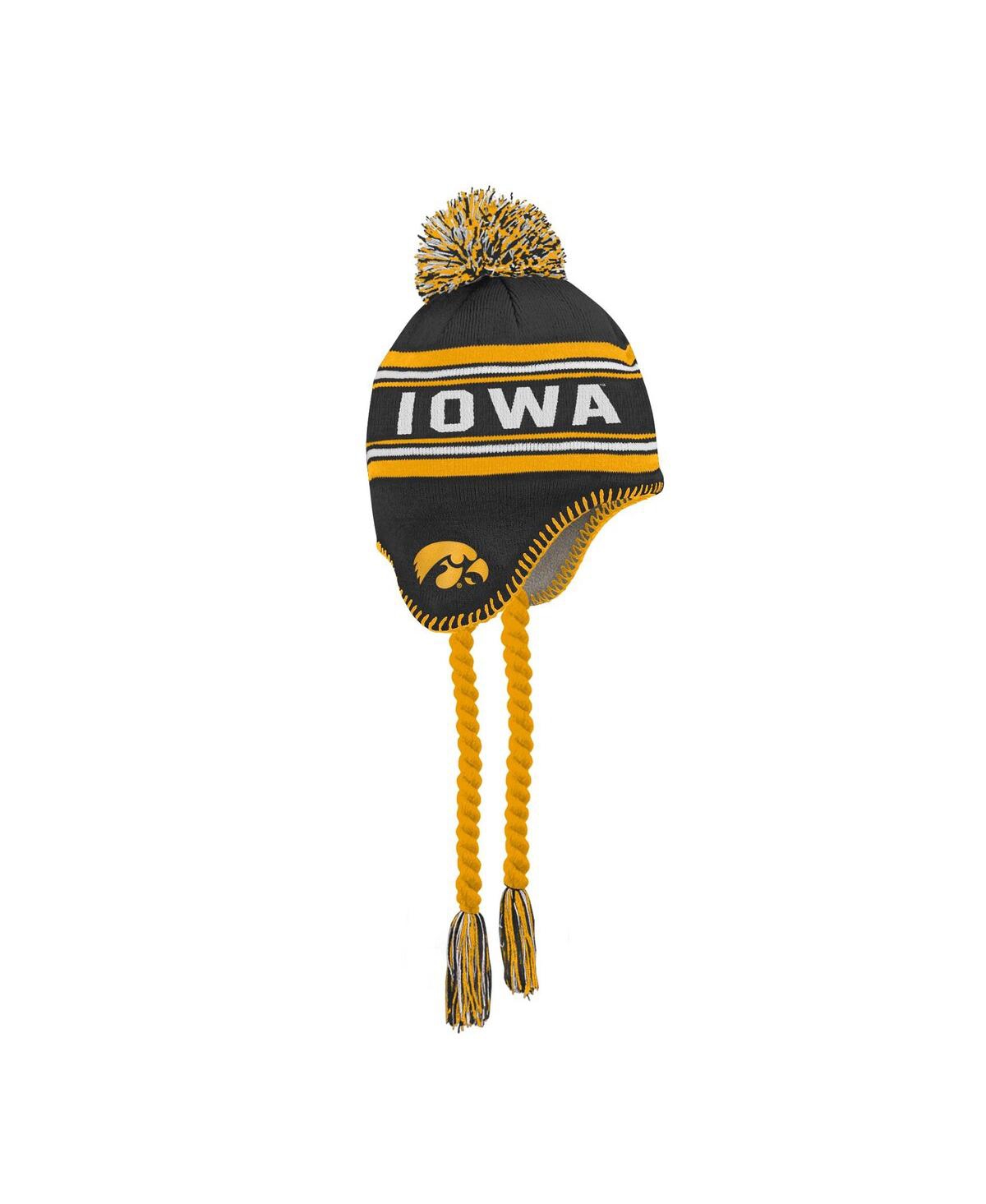 Fanatics Big Boys And Girls Black Iowa Hawkeyes Jacquard Tassel With Pom Knit Hat In Black