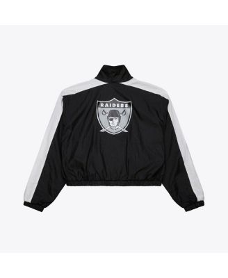 Women's Black Oakland Raiders Nylon Cropped Full-Zip Jacket