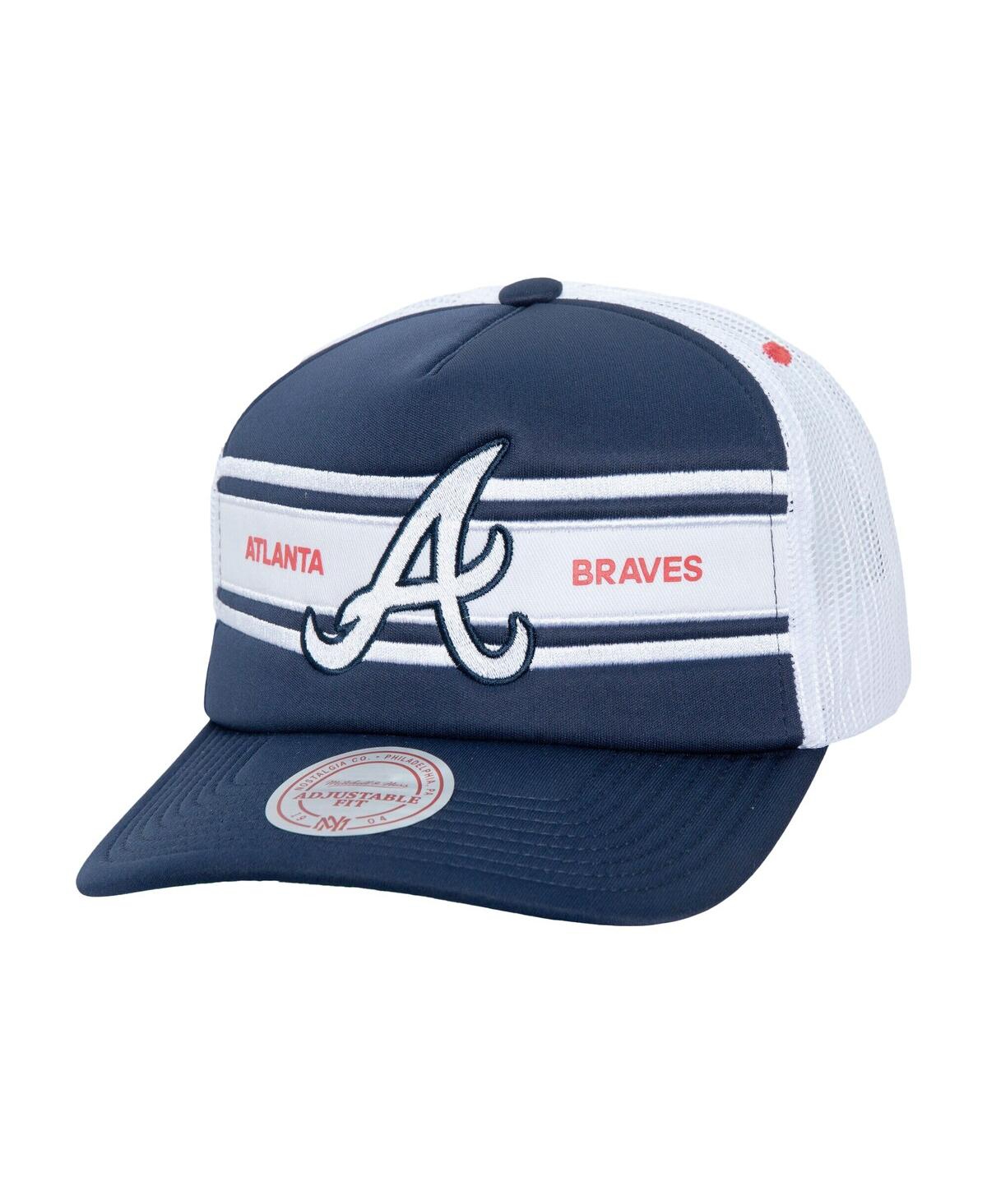 Mitchell & Ness Men's Navy Atlanta Braves Sideline Trucker Adjustable Hat In Navy