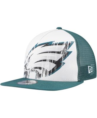 New Era - Big Boys and Girls White, Green Philadelphia Eagles Distressed 9FIFTY A-Frame Snapback Hat