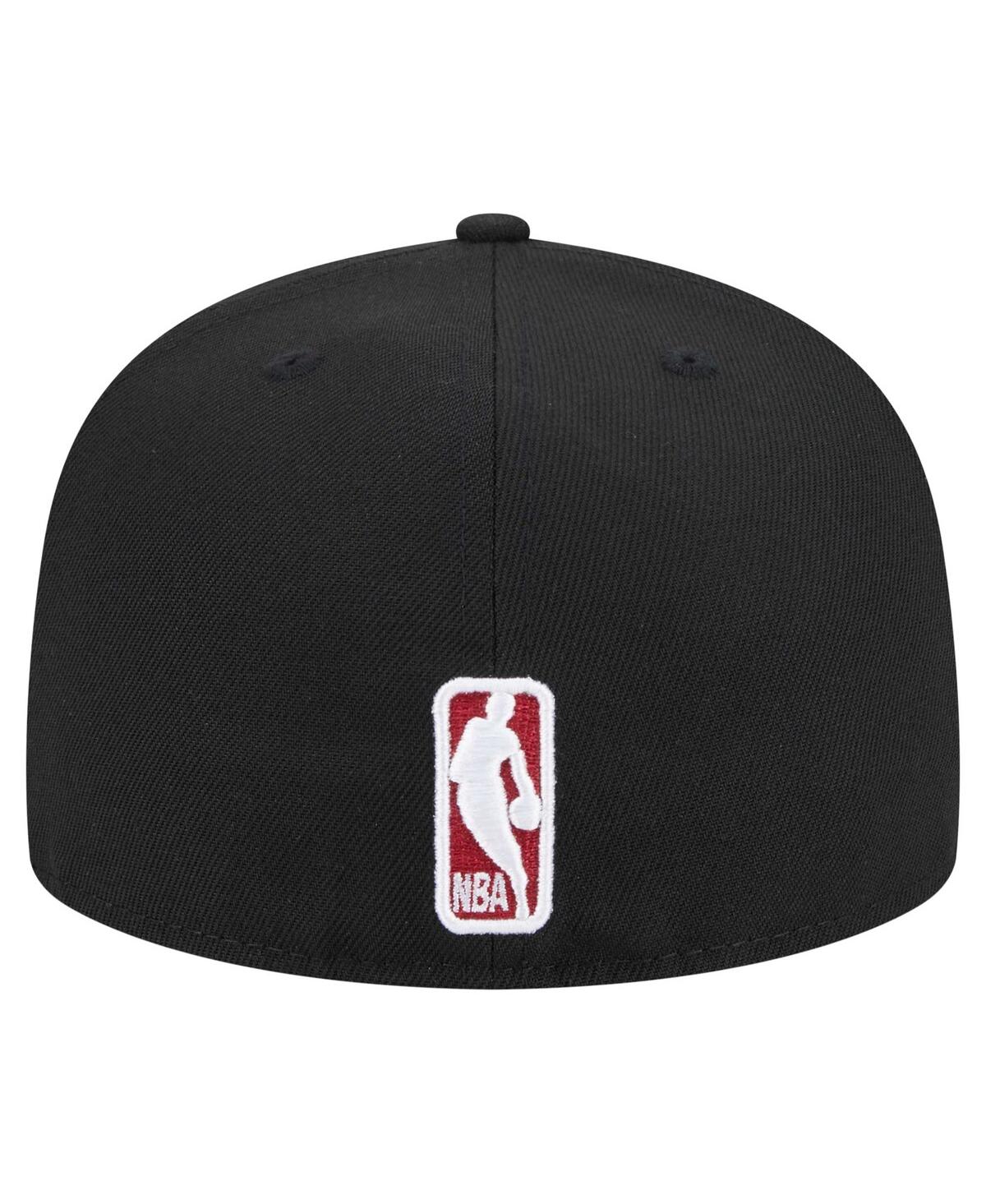 Shop New Era Men's Black Miami Heat Sport Night Script Sided 59fifty Fitted Hat