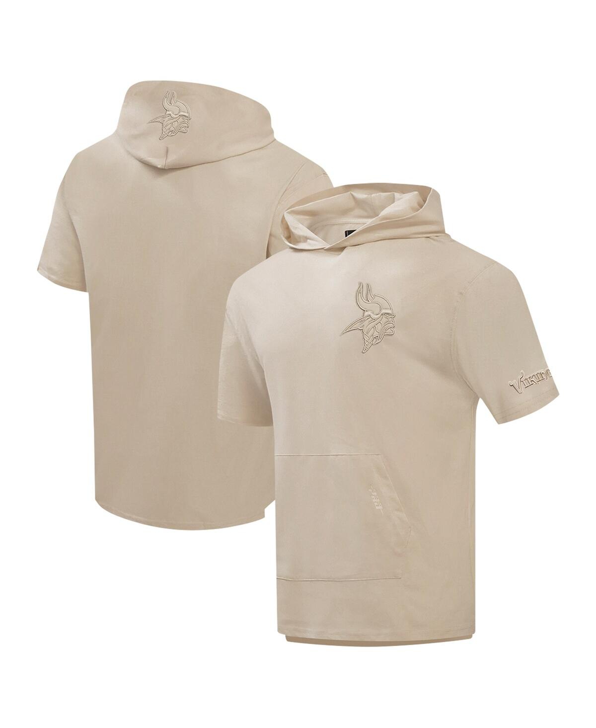 Men's Tan Minnesota Vikings Neutrals Capsule Short Sleeve Pullover Hoodie - Tan