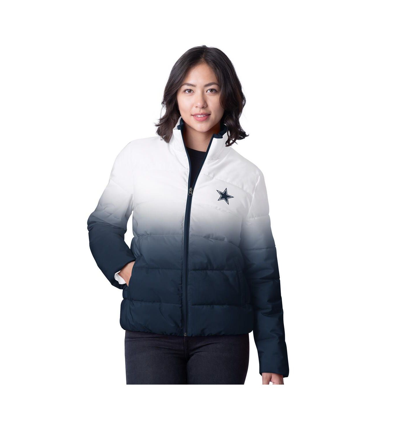 Женская куртка G-III 4Her by Carl Banks White Dallas Cowboys Overtime Ombre Full-Zip Puffer — фото 1