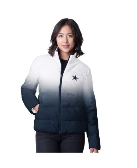 Женские куртки G-III 4Her by Carl Banks Women's White Dallas Cowboys Overtime Ombre Full-Zip Puffer Jacket