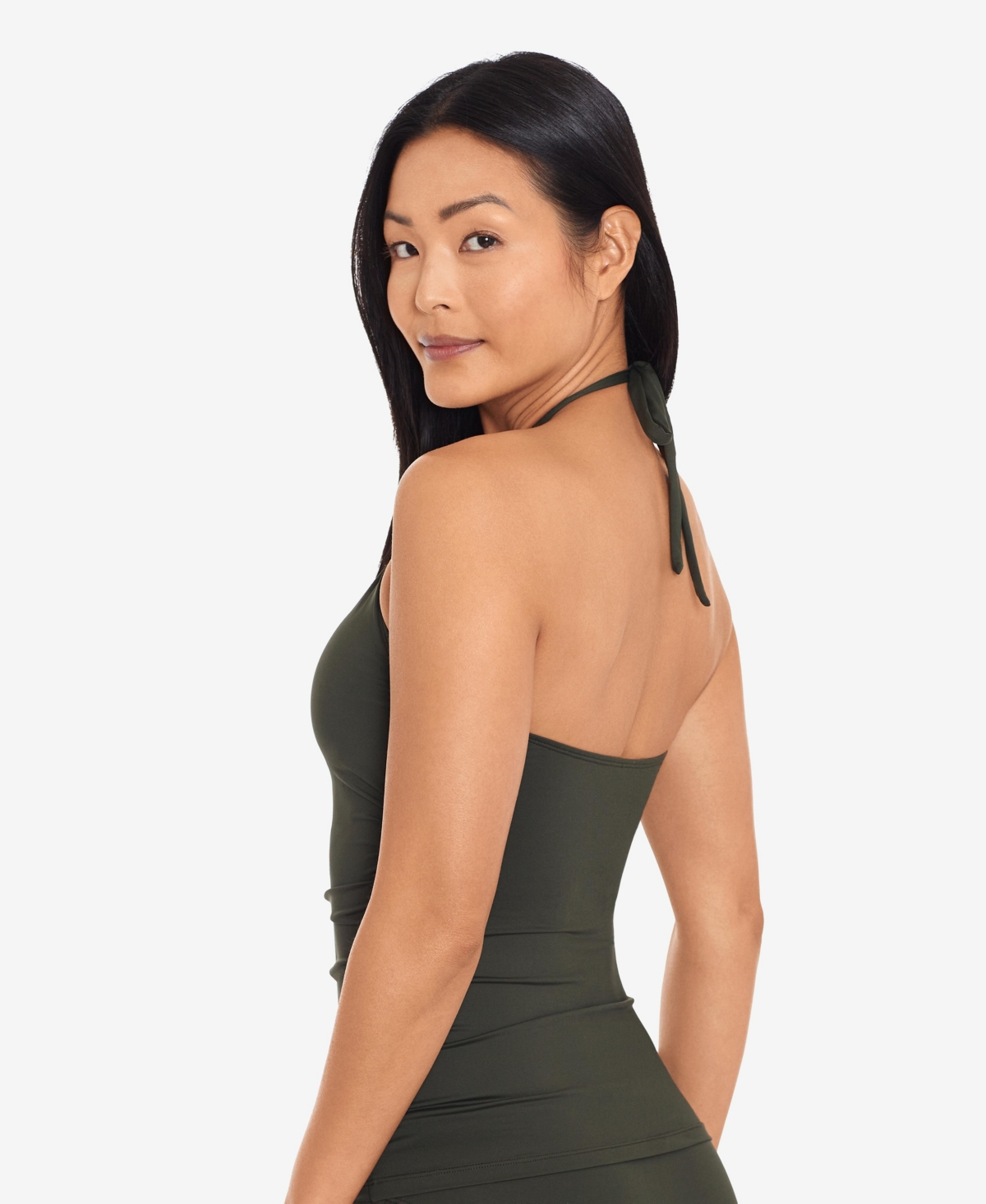 Ralph Lauren High Neck Halterkini Top In Green