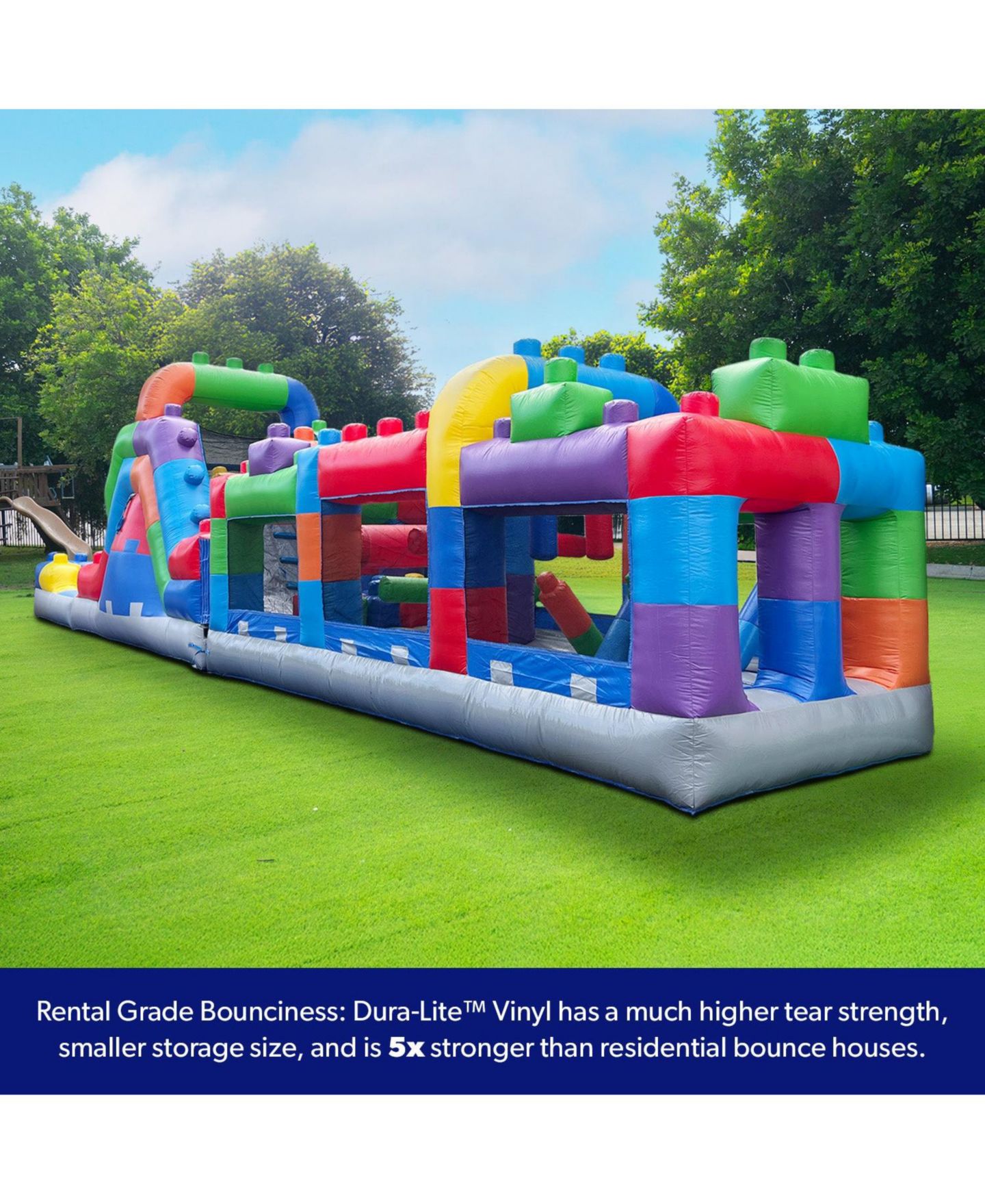 Детская игрушка HERO Kiddo 42' Block Party Inflatable Obstacle Course Water Slide Combo with Air Blower, Commercial Grade, 100% PVC Vinyl, Kids Outdoor Play — фото 9