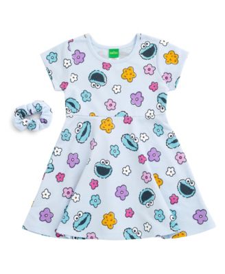 Little Girls 2-Piece Skater Dress and Scrunchie Set