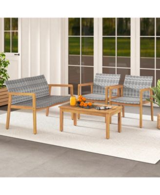 4-Piece Patio Furniture Set with Loveseat Single Chairs and Coffee Table