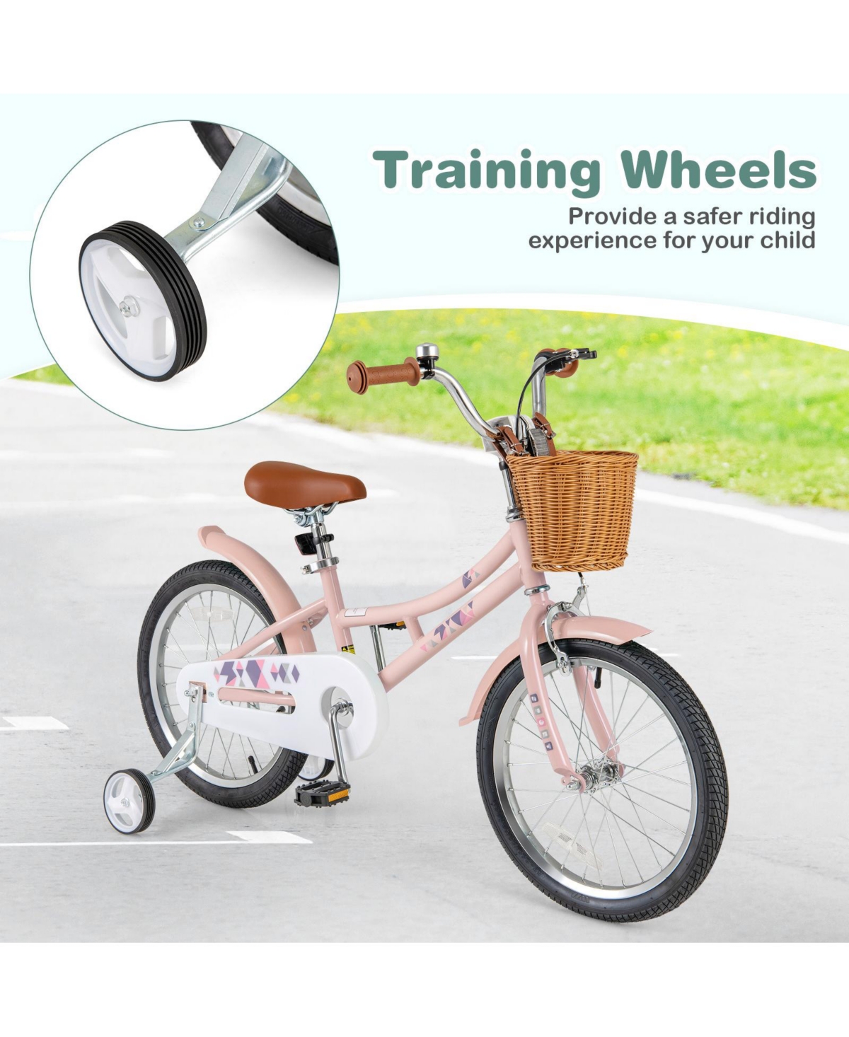 Kids Retro Bike with Adjustable Height Basket Fun Stylish Bicycle for Ages 4-7 Years Old