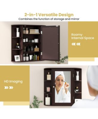 Multipurpose Mount Wall Surface Bathroom Storage Cabinet with Mirror