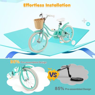 Kids Bike with Training Wheels and Adjustable Handlebar Seat Safe and Comfortable Bicycle for Toddlers and Young Riders