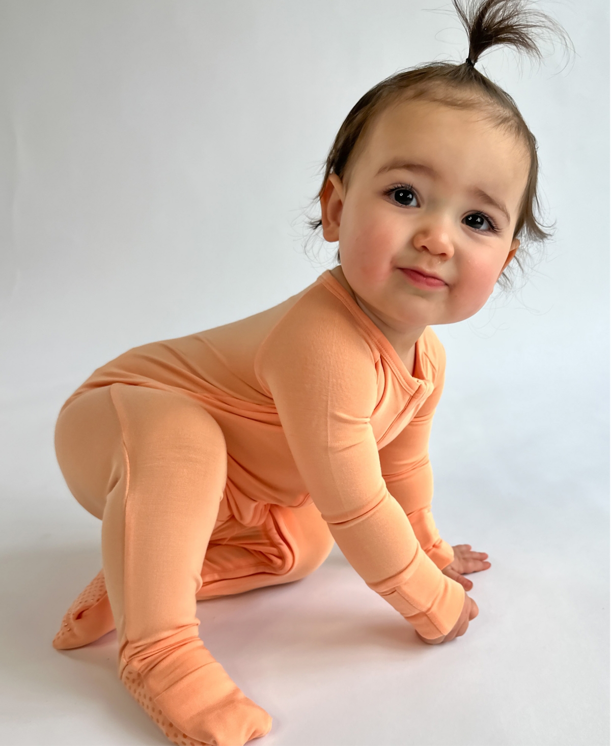 Tiny Knot Co. Baby Boys And Girls Convertible 2 Way Zippered Footed Coverall In Apricute