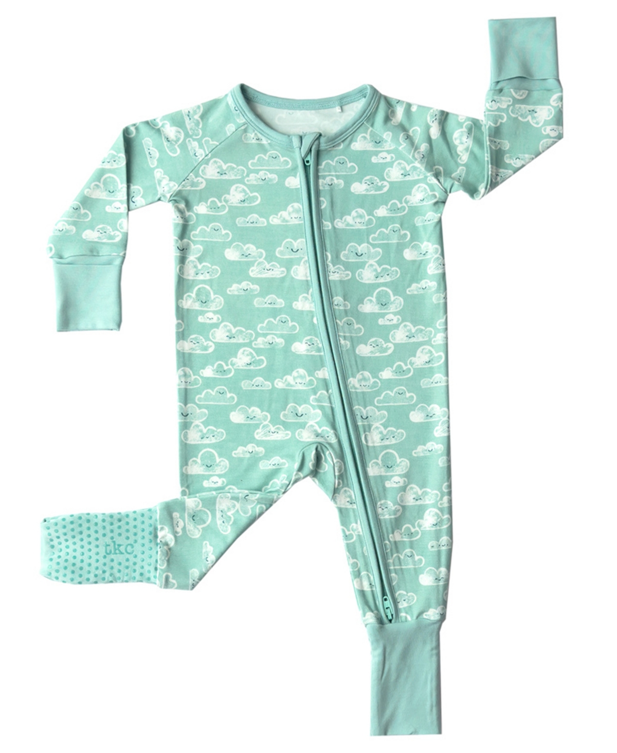 Tiny Knot Co. Baby Boys And Girls Convertible 2 Way Zippered Footed Coverall In Blue Skies