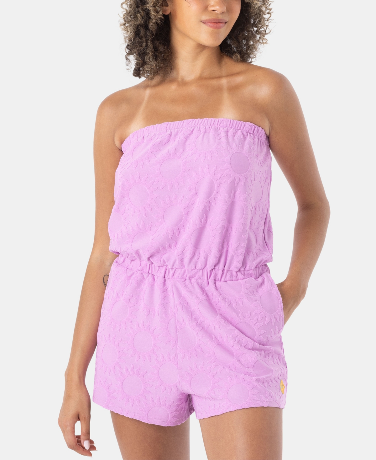 Roxy Special Feeling Strapless Cover-up Romper In Purple