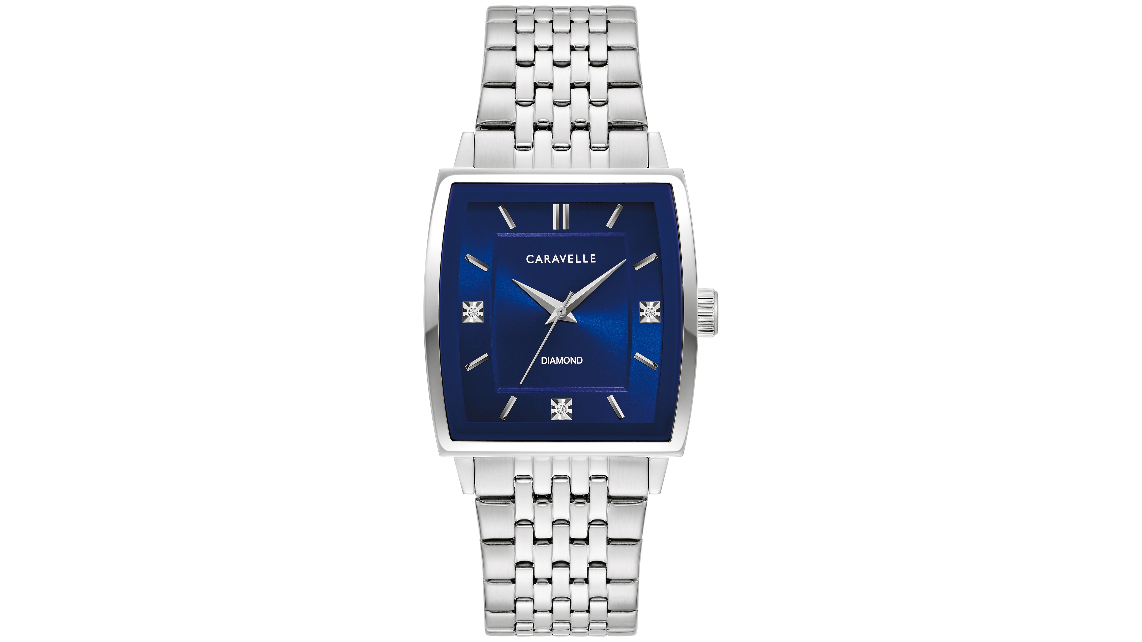 Caravelle Men's Classic Diamond Accent Stainless Steel Bracelet Watch 33mm
