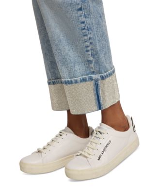 Women's High-Rise Crystal-Cuff Jeans 