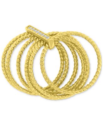 Cubic Zirconia Multilayer Textured Statement Ring in 14k Gold-Plated Sterling Silver