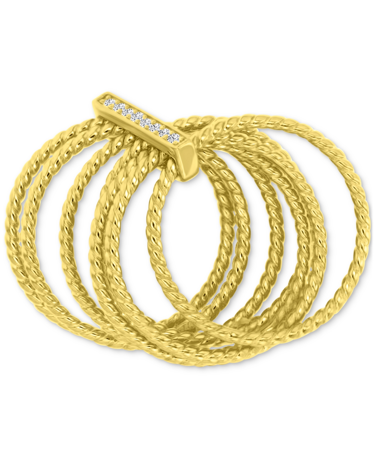 Macy's Cubic Zirconia Multilayer Textured Statement Ring In 14k Gold-plated Sterling Silver In Gold