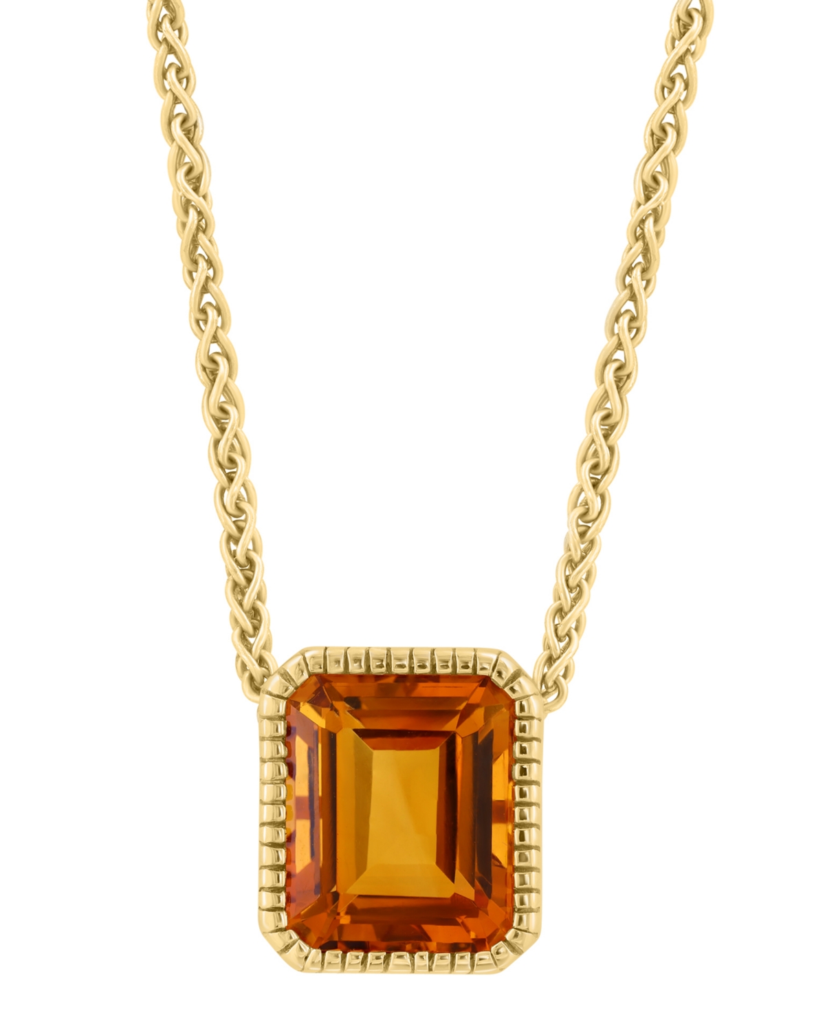 Effy Collection Effy Citrine Pendant Necklace (5-7/8 Ct. T.w.) In 14k Gold Over Silver, 17" + 1" Extender In Citrine