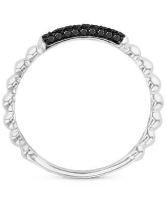 Black Spinel Pav&eacute; Textured Stack Ring (1/5 ct. t.w.) in Sterling Silver