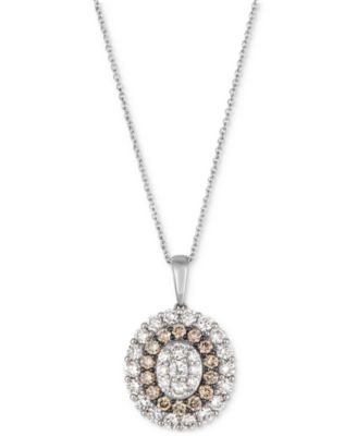 Chocolate Diamond & Nude Diamond Oval Halo Adjustable 20" Pendant Necklace (1-1/2 ct. t.w.) in 14k Rose Gold