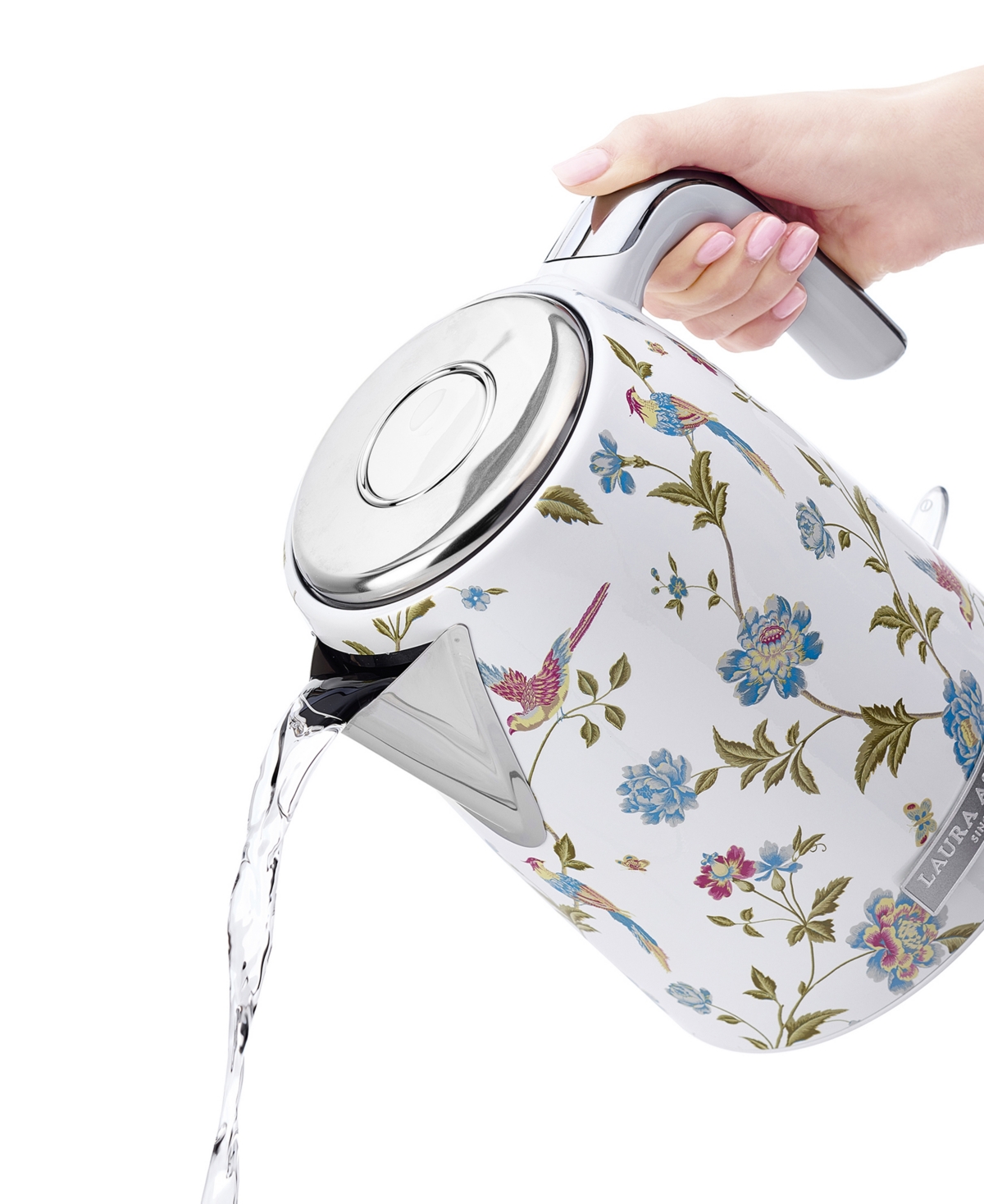 Laura Ashley Floral Print 1.7l Electric Jug Kettle In Elveden White