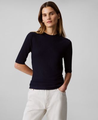 Calvin Klein - Women's Textured-Knit 3/4-Sleeve Top