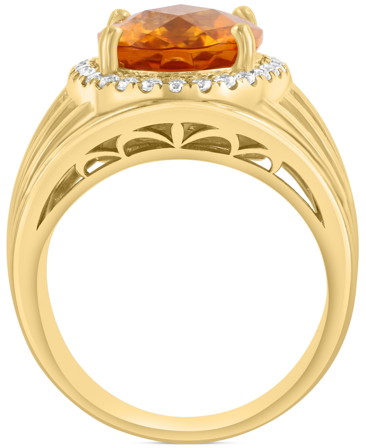 Effy Collection Effy Citrine (4-7/8 Ct. T.w.) & Zircon (1/3 Ct. T.w.) Statement Ring In 14k Gold Over Silver In Citrine