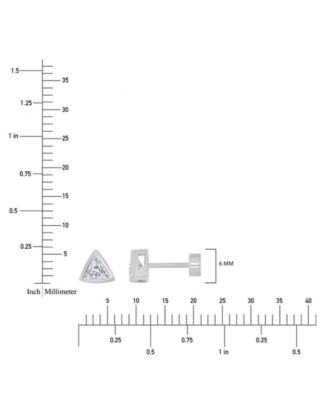 Cubic Zirconia Triangle Bezel Screw Back Stud Earrings in Sterling Silver