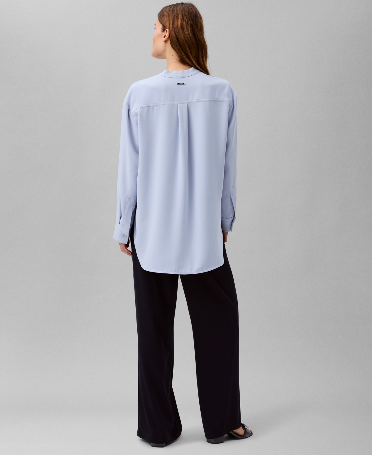 Shop Calvin Klein Women's Relaxed V-neck Popover Tunic In Zen Blue