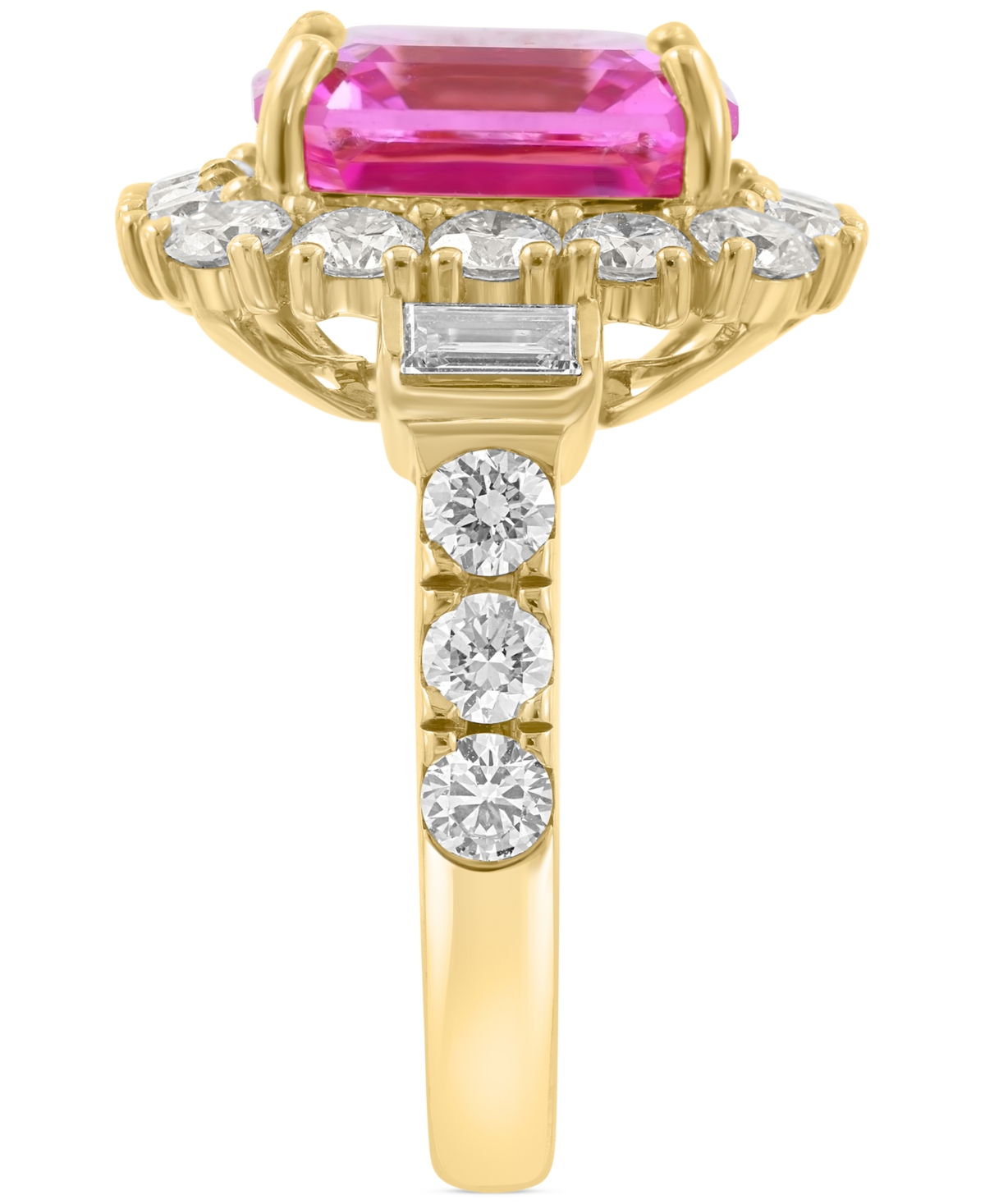EFFY COLLECTION EFFY LAB GROWN PINK SAPPHIRE (5-1/4 CT. T.W.) & LAB GROWN DIAMOND (2-1/3 CT. T.W.) HALO RING IN 14K  