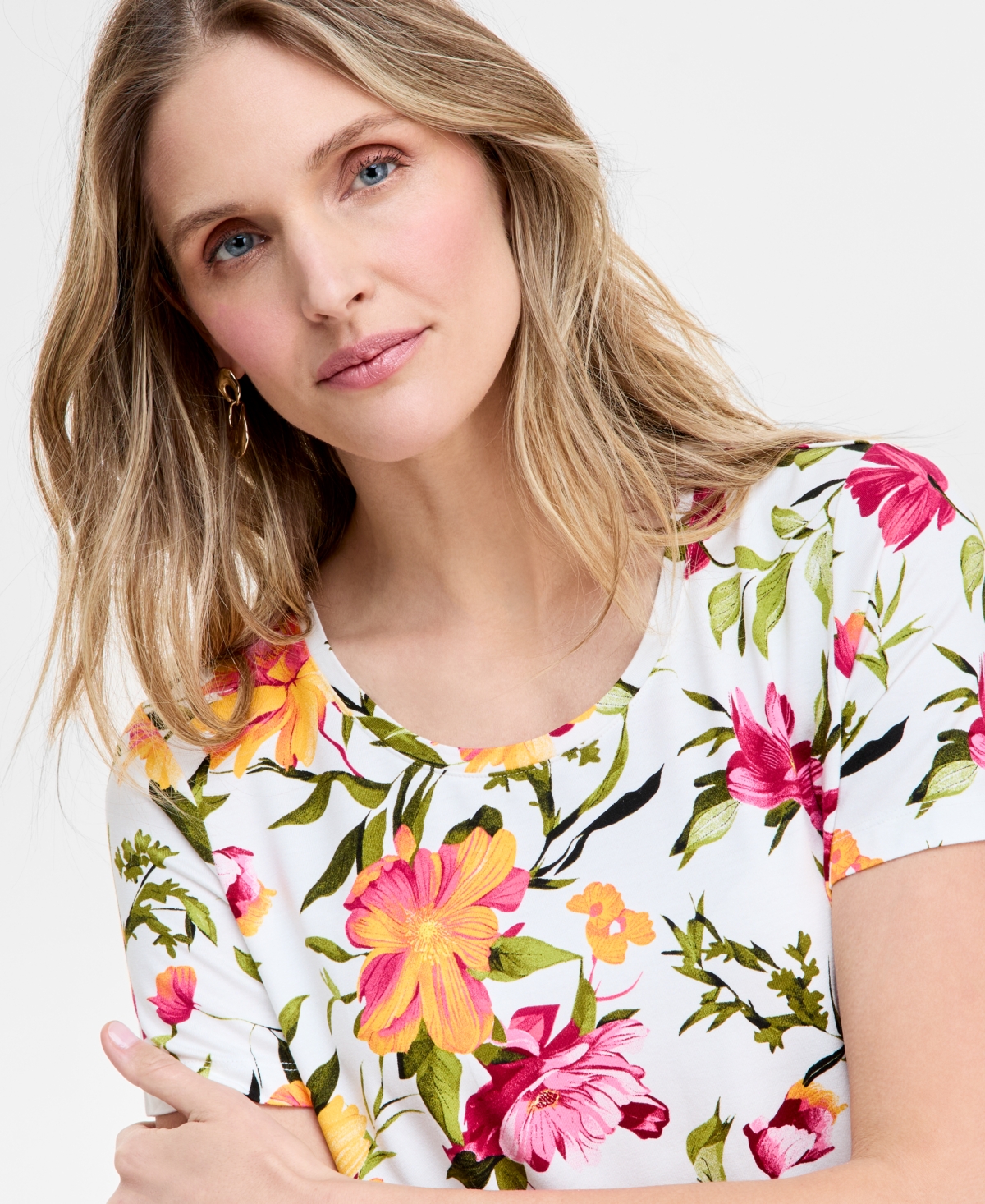 Jm Collection Women's Printed Scoop-neck Top, Exclusively At Macy's