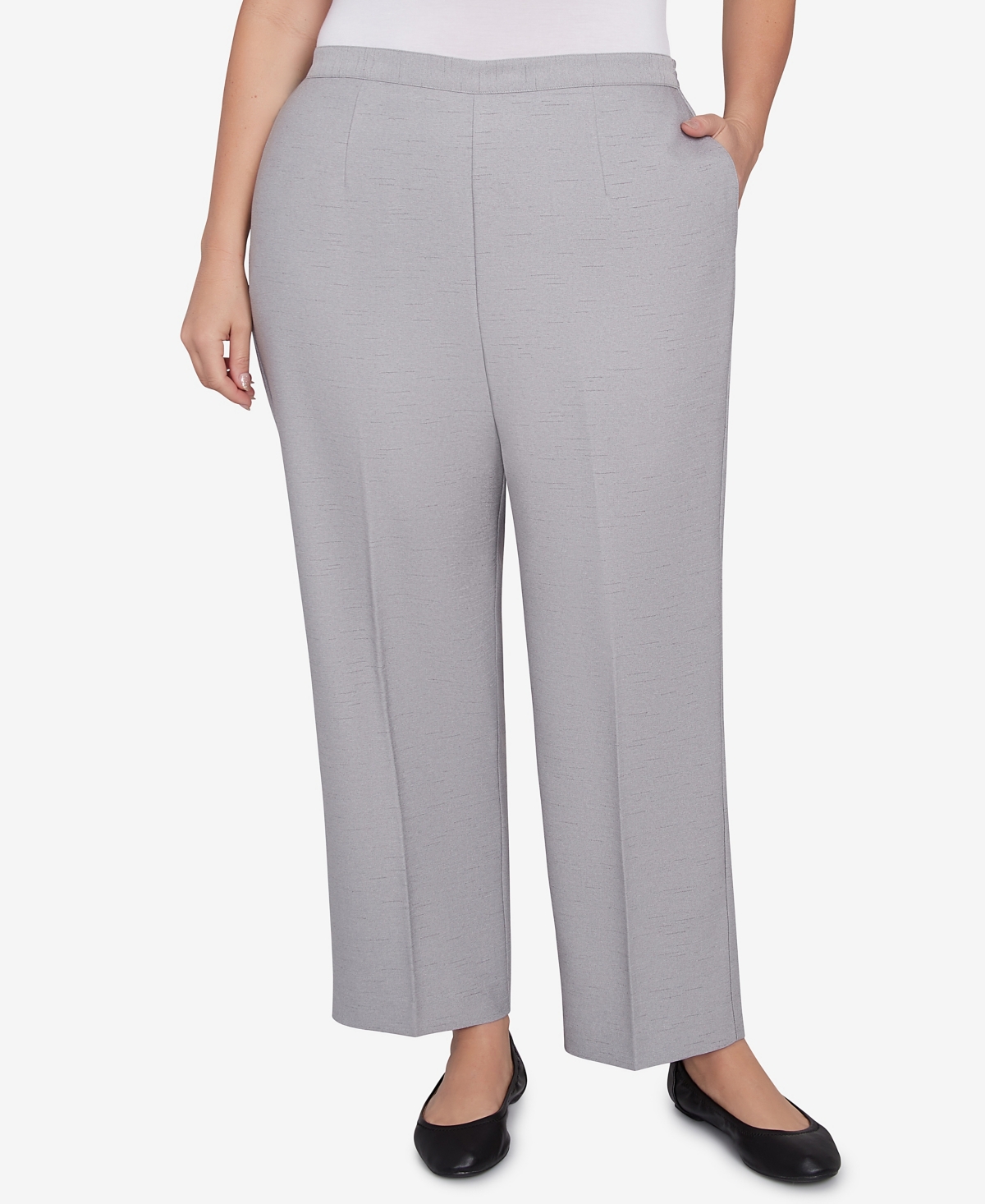 Alfred Dunner Plus Size Estate Of Mind Estate Pull-on Short Length Pants In Dove Gray