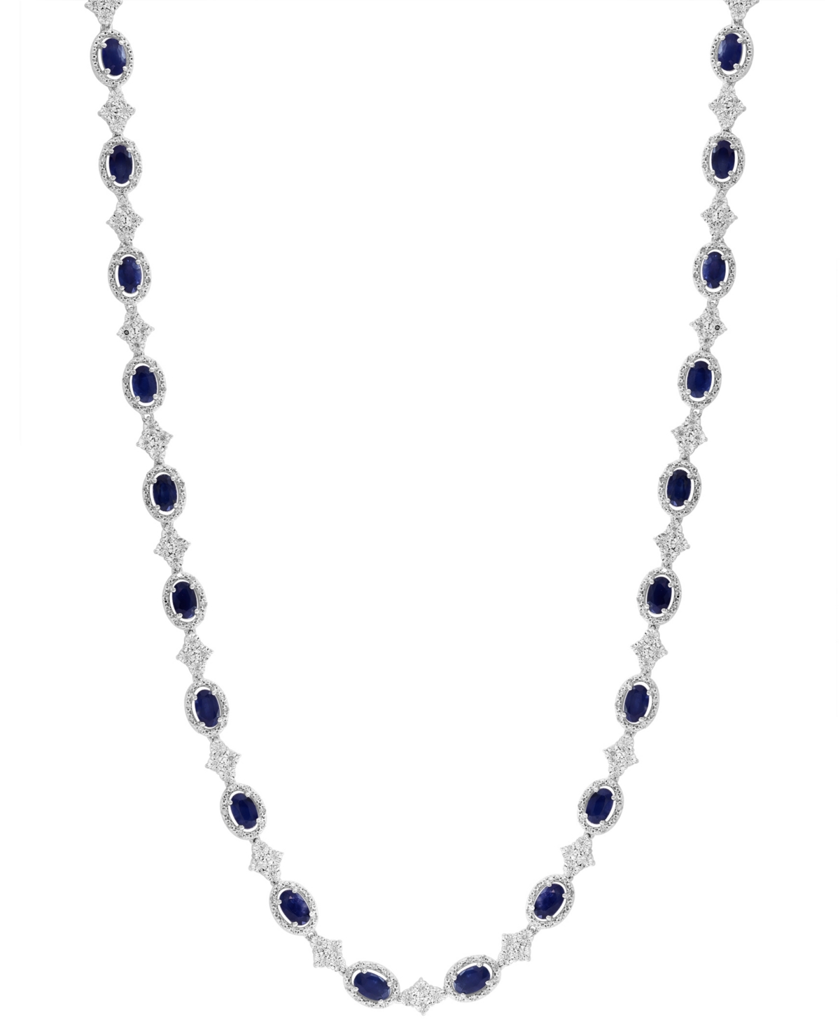 Effy Collection Diamond (1 Ct. T.w.) & Sapphire (8-3/4 Ct. T.w.) Strand 18" Necklace In Sterling Silver In Sapphire