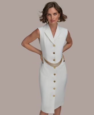 Donna Karan New York Women's Button-Front Chain-Trim Dress
