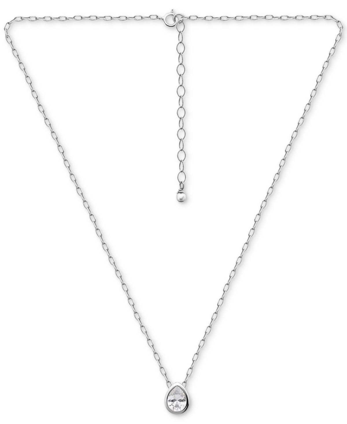 Giani Bernini Cubic Zirconia Pear Bezel Pendant Necklace, 16" + 2" Extender, Exclusively At Macy's In Silver