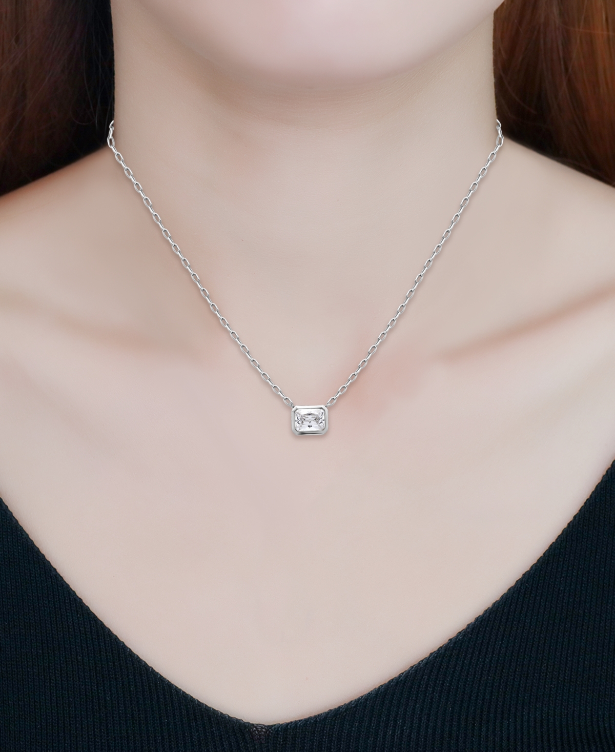 Giani Bernini Cubic Zirconia Bezel Set Solitaire Pendant Necklace, 16" + 2" Extender, Exclusively At Macy's In Silver