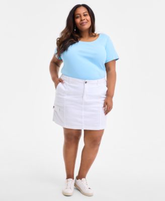 Plus Size Comfort-Waist Cargo Skirt, Exclusively at Macy's 