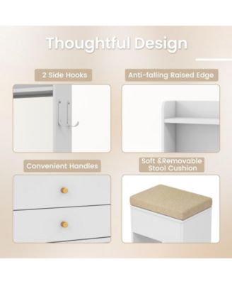 Compact Vanity Desk with Lighted Mirror and Built-In Power Outlets