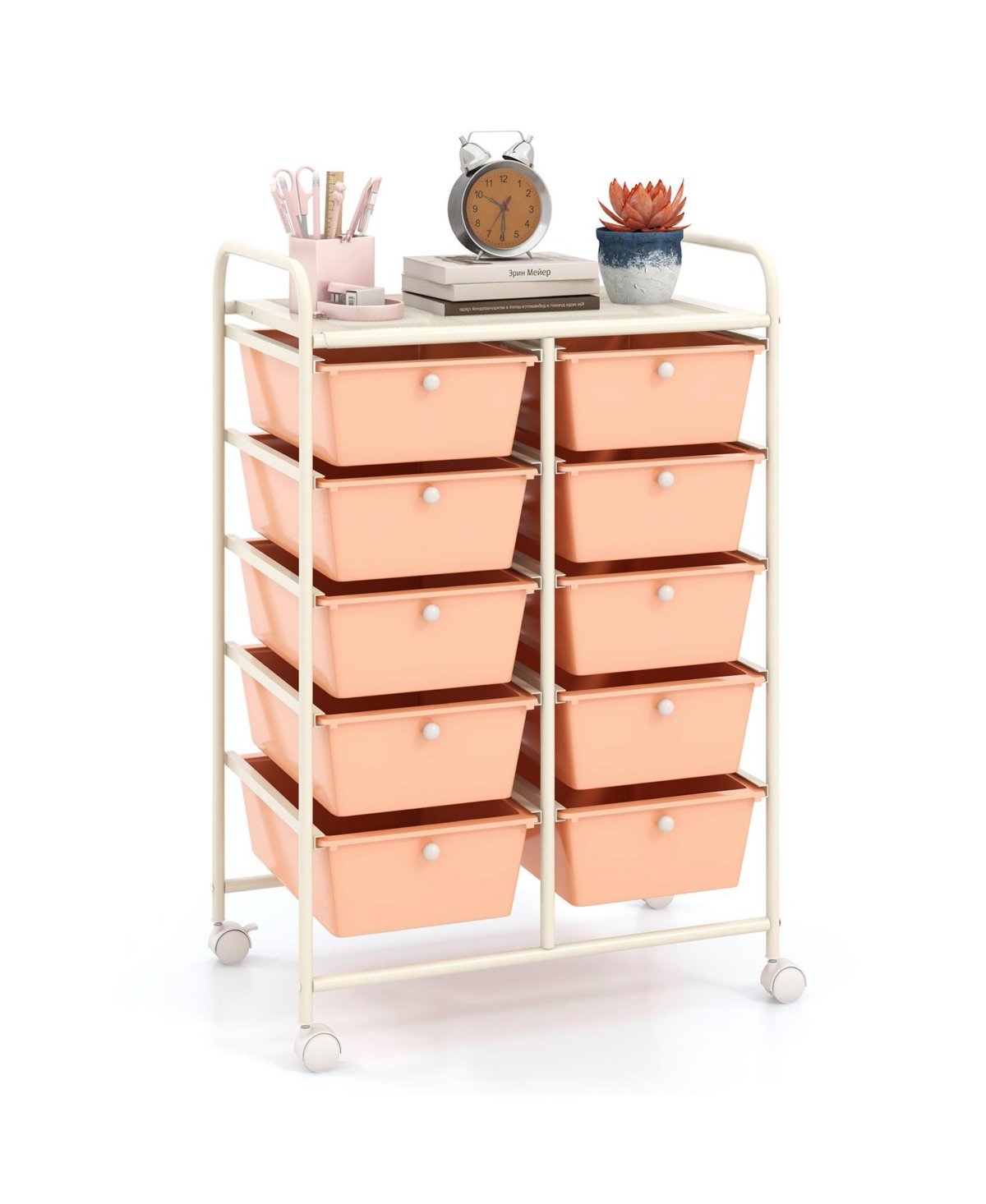 10-Drawer Rolling Storage Cart Spacious and Portable Storage Organizer for Home or Office