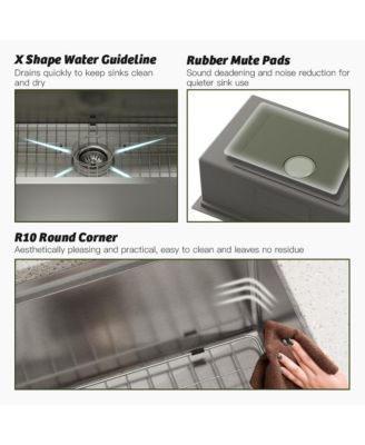 36" L x 19" W Drop-in Stainless Steel Kitchen Sink with Faucet Included