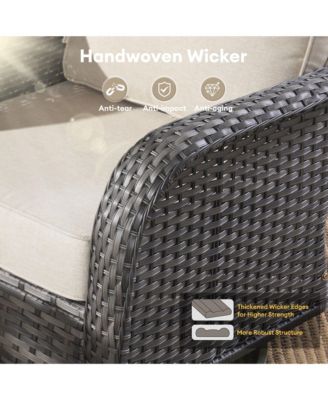 5-Piece Outdoor Wicker Patio Furniture Set, Double Resistance Rattan Rocking Chair and Coffee Table Conversation Set