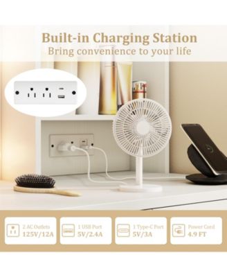 Vanity Desk with 3-Color Lights and Power Outlets