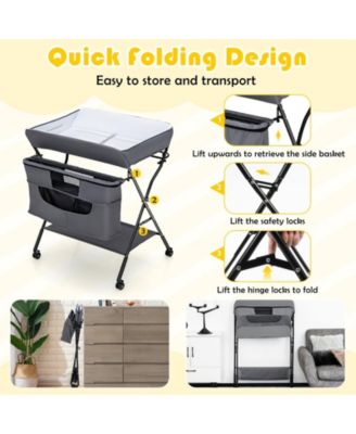 Portable Adjustable Height Newborn Nursery Organizer with wheel