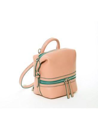 Leather Backpack Purse for Women Convertible Crossbody Bag Medium Size Pink Handbag  with Front and Back Pockets