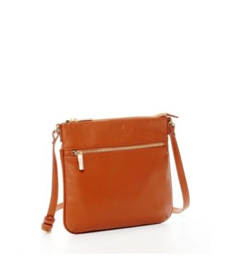 Brown Leather Messenger Bag Women s Crossbody Purse with Zipper Closure and Adjustable Strap