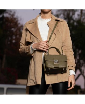 Leather Backpack Purse for Women Convertible Crossbody Bag for Travel Olive Green Handbag