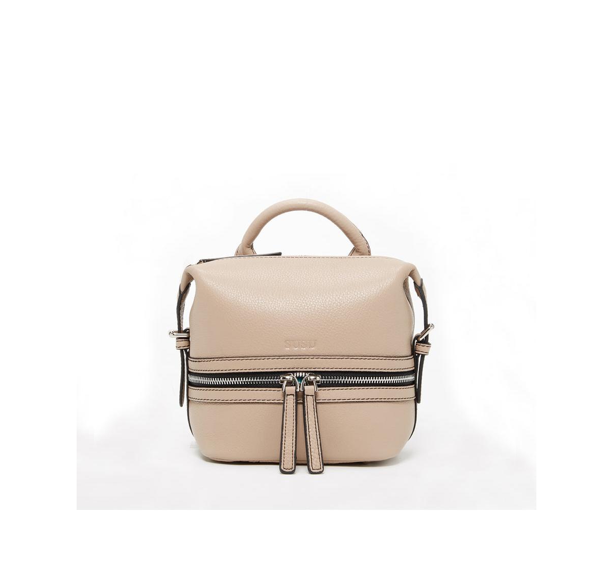 Beige Leather Backpack Purse for Women Convertible Crossbody Bag Medium Size Bag - Beige