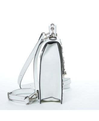 Leather Backpack Purse Convertible Crossbody Bag with Embellishments and Top Handle White Women's Handbag